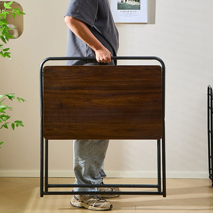 Modern Minimalist Engineered Wood Steel Tube Foldable Rectangular Side Table 1 Tier For Living Room