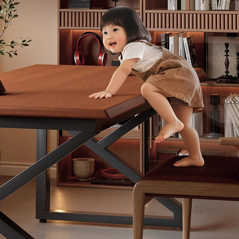 Traditional Chinese Engineered Wood Carbon Steel Rectangular K-Shaped Trapezoidal Office Desk 1 Tier For Home Office
