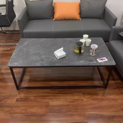 Contemporary Scandinavian Engineered Wood Steel Tube Rectangular Coffee Table 1-Tier For Living Room