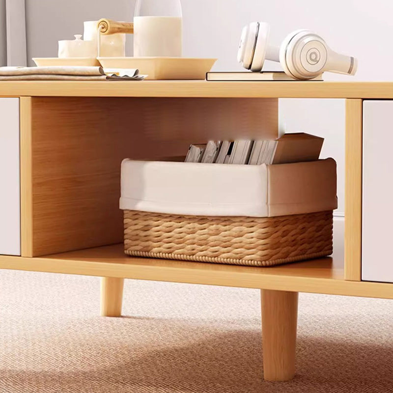 Traditional Japanese Medium Density Fiberboard Rectangular Coffee Table 2-Tier For Living Room