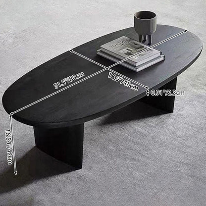 Contemporary Scandinavian Rubberwood Long Oval Coffee Table 1-Tier For Living Room