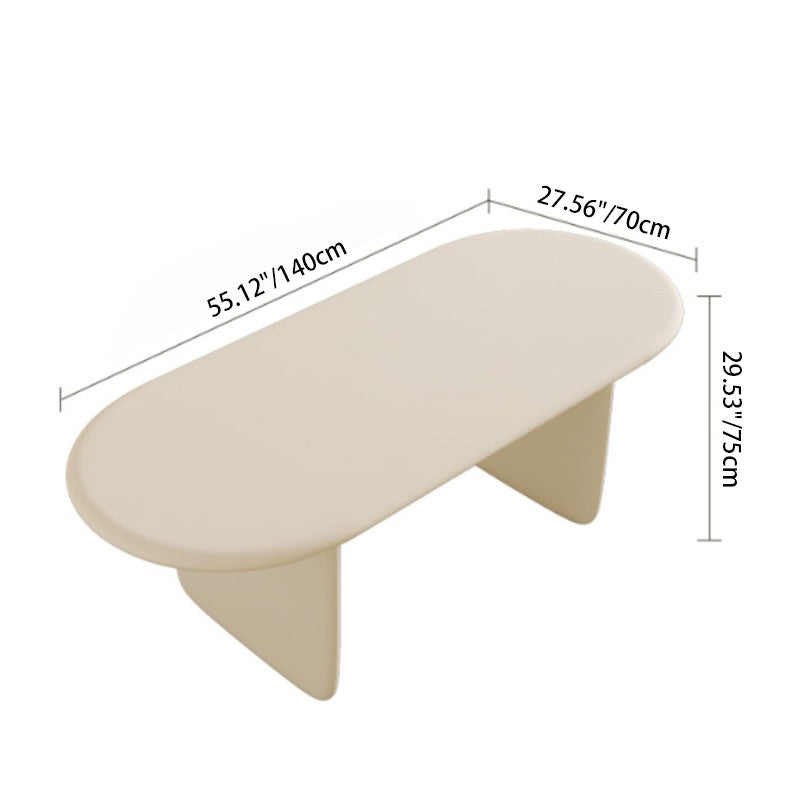 Traditional French Pine Wood Oval Coffee Table 1-Tier For Living Room