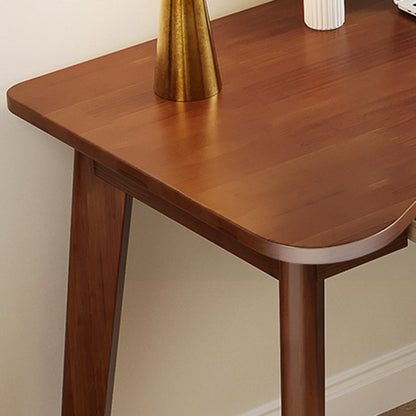 Modern Minimalist Solid Wood Multilayer Board Rubberwood Curved Rectangular Office Desk 1-Drawer For Bedroom