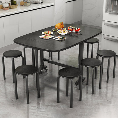 Modern Minimalist Medium Density Fiberboard Iron Rounded Rectangular Coffee Table 1-Tier For Living Room