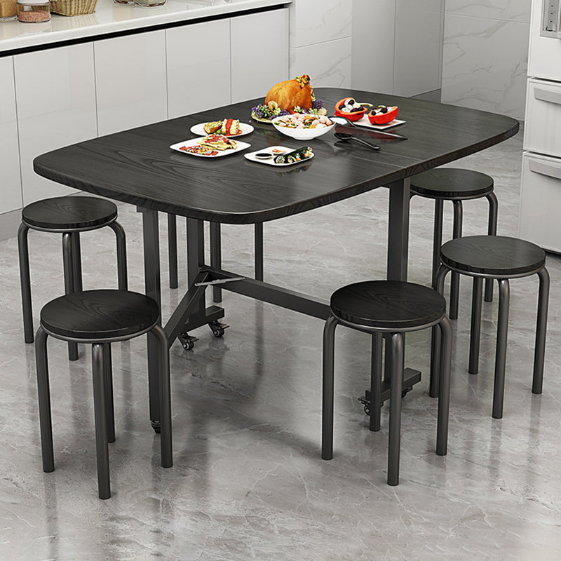 Modern Minimalist Medium Density Fiberboard Iron Rounded Rectangular Coffee Table 1-Tier For Living Room