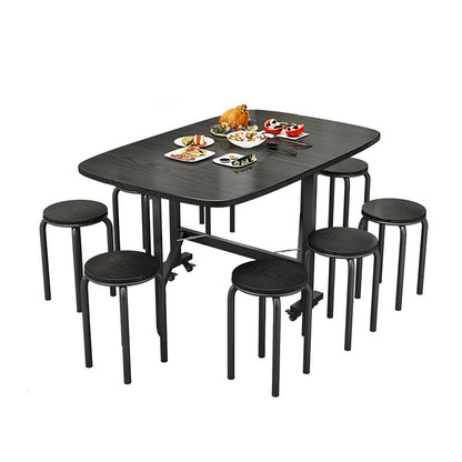 Modern Minimalist Medium Density Fiberboard Iron Rounded Rectangular Coffee Table 1-Tier For Living Room