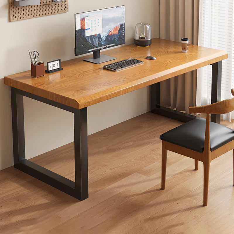 Traditional Chinese Solid Wood Iron Rectangular Office Desk 1-Tier For Home Office