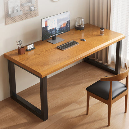 Traditional Chinese Solid Wood Iron Rectangular Office Desk 1-Tier For Home Office