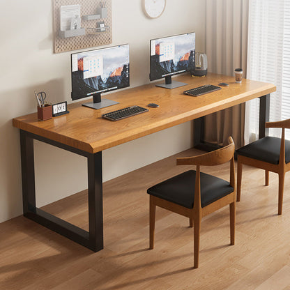 Traditional Chinese Solid Wood Iron Rectangular Office Desk 1-Tier For Home Office