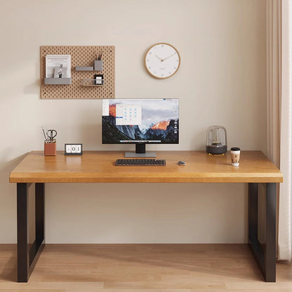Traditional Chinese Solid Wood Iron Rectangular Office Desk 1-Tier For Home Office