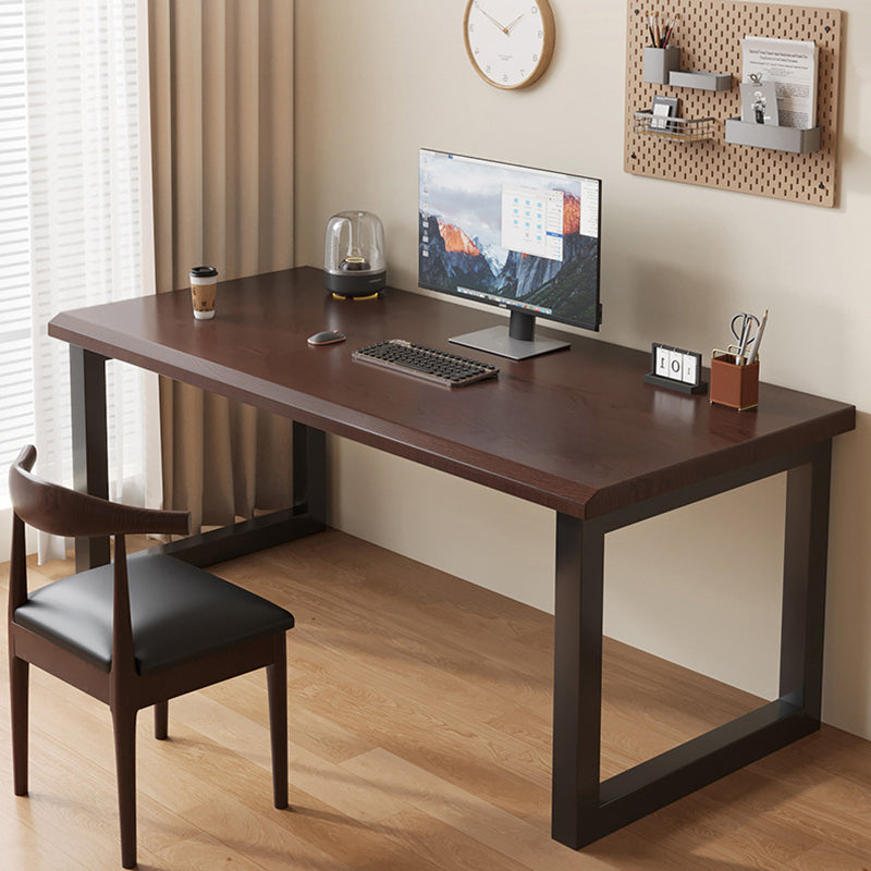 Traditional Chinese Solid Wood Iron Rectangular Office Desk 1-Tier For Home Office