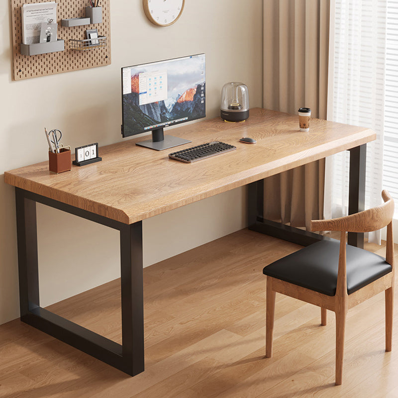 Traditional Chinese Solid Wood Iron Rectangular Office Desk 1-Tier For Home Office