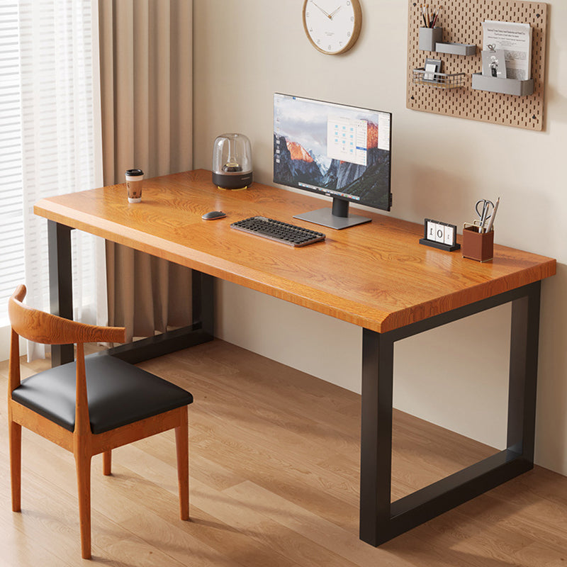 Traditional Chinese Solid Wood Iron Rectangular Office Desk 1-Tier For Home Office