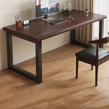 Traditional Chinese Solid Wood Iron Rectangular Office Desk 1-Tier For Home Office