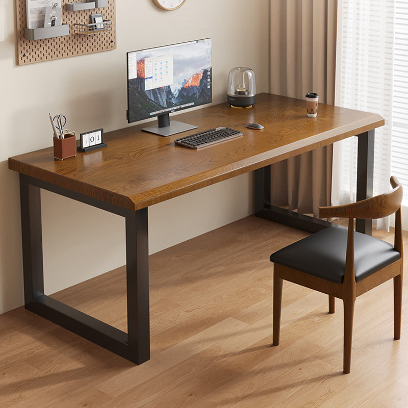 Traditional Chinese Solid Wood Iron Rectangular Office Desk 1-Tier For Home Office