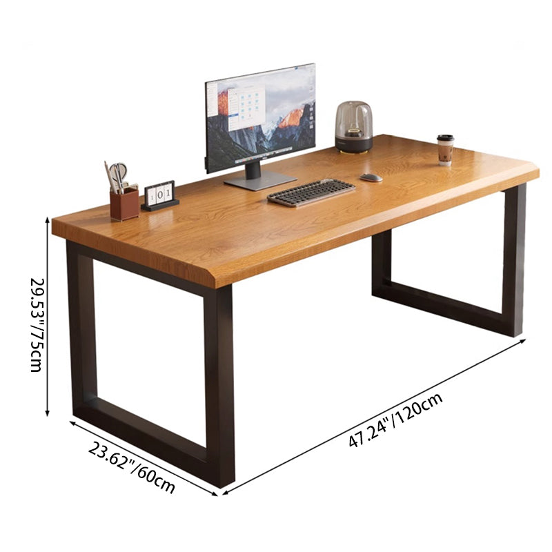 Traditional Chinese Solid Wood Iron Rectangular Office Desk 1-Tier For Home Office