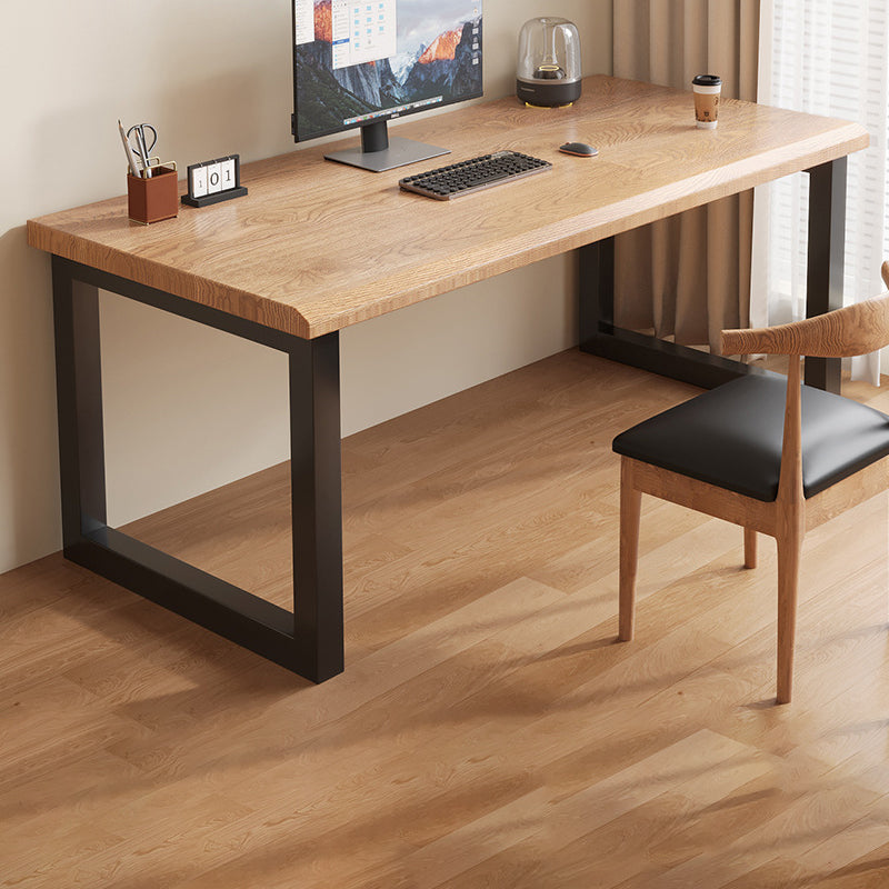 Traditional Chinese Solid Wood Iron Rectangular Office Desk 1-Tier For Home Office