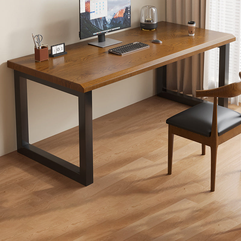 Traditional Chinese Solid Wood Iron Rectangular Office Desk 1-Tier For Home Office