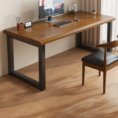 Traditional Chinese Solid Wood Iron Rectangular Office Desk 1-Tier For Home Office