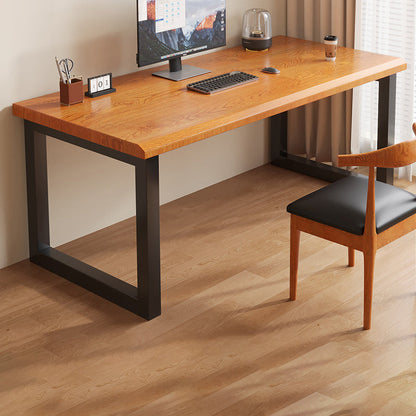 Traditional Chinese Solid Wood Iron Rectangular Office Desk 1-Tier For Home Office