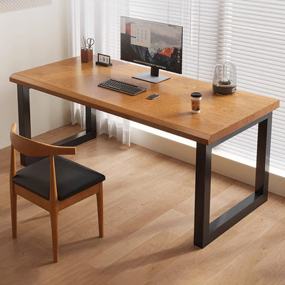 Traditional Chinese Solid Wood Iron Rectangular Office Desk 1-Tier For Home Office