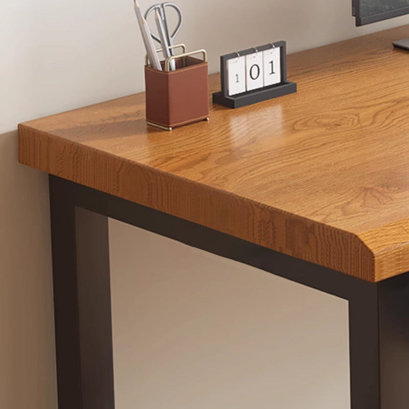 Traditional Chinese Solid Wood Iron Rectangular Office Desk 1-Tier For Home Office