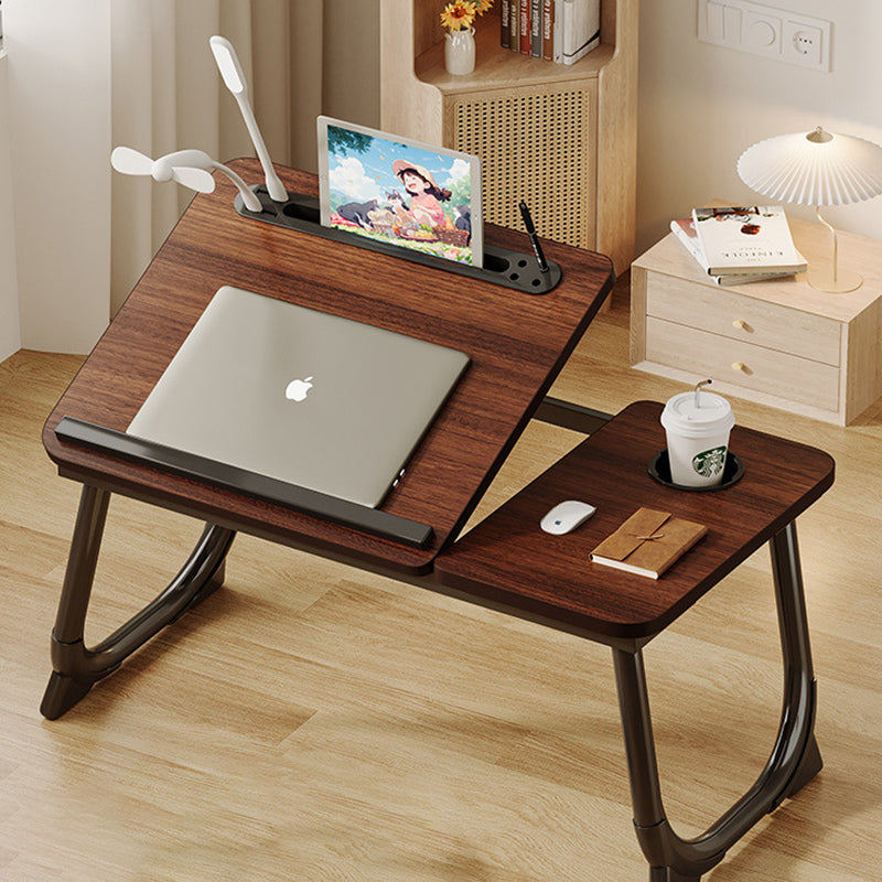 Modern Art Deco MDF Carbon Steel Rounded Rectangular Foldable Side Table 1-Tier For Bedroom