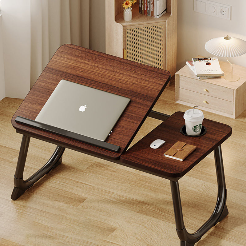 Modern Art Deco MDF Carbon Steel Rounded Rectangular Foldable Side Table 1-Tier For Bedroom