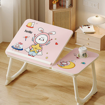Modern Art Deco MDF Carbon Steel Rounded Rectangular Foldable Side Table 1-Tier For Bedroom