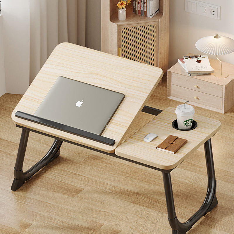 Modern Art Deco MDF Carbon Steel Rounded Rectangular Foldable Side Table 1-Tier For Bedroom