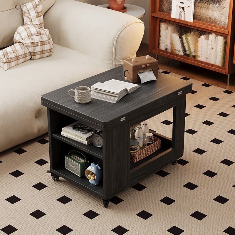 Traditional Vintage Solid Wood Multilayer Board Mobile Square Side Table 3 Tier For Living Room