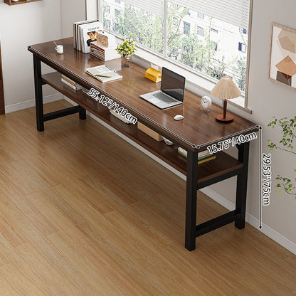 Traditional Vintage Engineered Wood Carbon Steel Rectangular Office Desk 2 Tier For Bedroom
