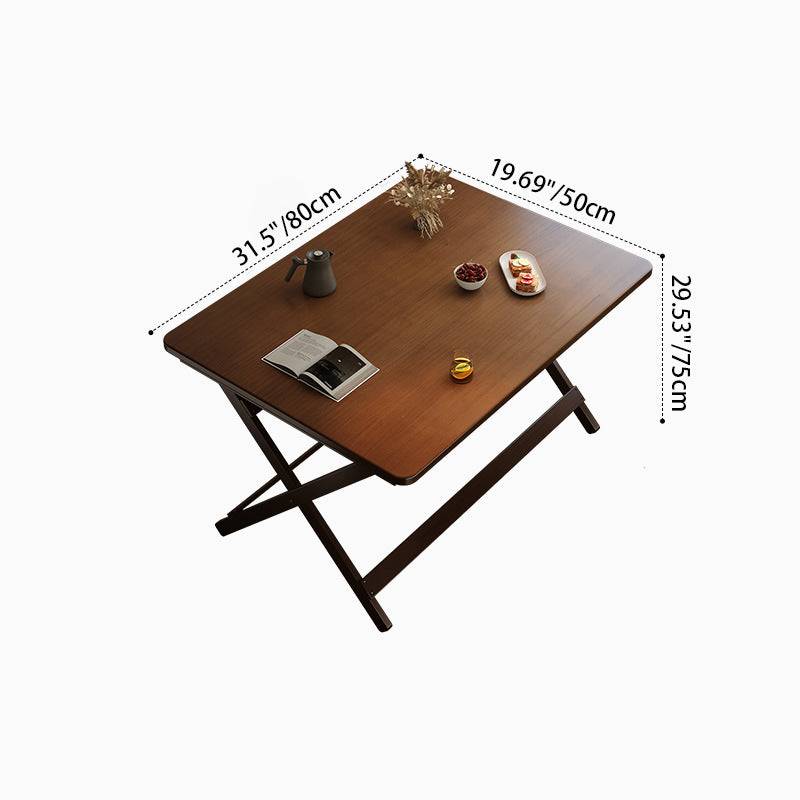 Modern Minimalist Rubberwood Foldable Rectangular Square Dining Table 1 Tier For Dining Room