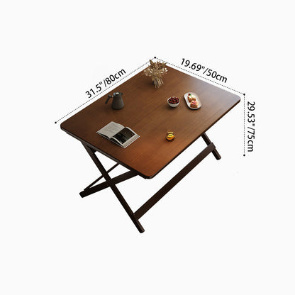 Modern Minimalist Rubberwood Foldable Rectangular Square Dining Table 1 Tier For Dining Room