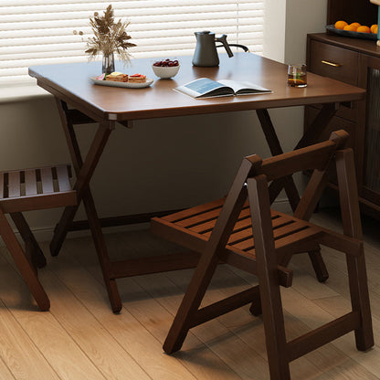 Modern Minimalist Rubberwood Foldable Rectangular Square Dining Table 1 Tier For Dining Room