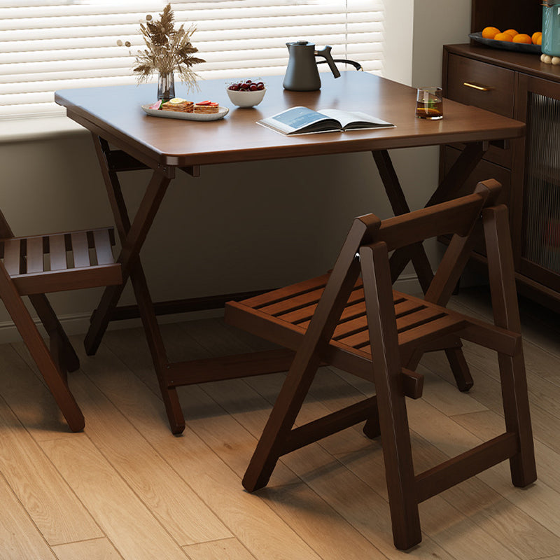 Modern Minimalist Rubberwood Foldable Rectangular Square Dining Table 1 Tier For Dining Room