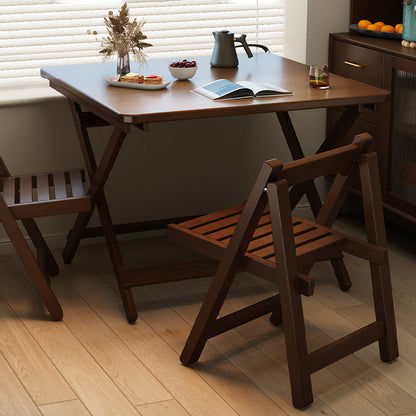 Modern Minimalist Rubberwood Foldable Rectangular Square Dining Table 1 Tier For Dining Room