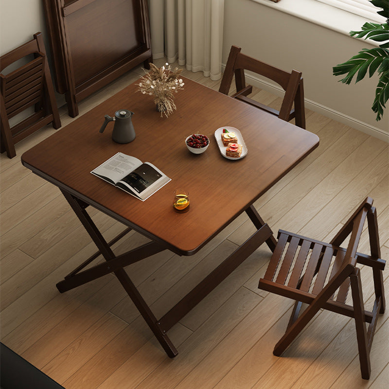 Modern Minimalist Rubberwood Foldable Rectangular Square Dining Table 1 Tier For Dining Room