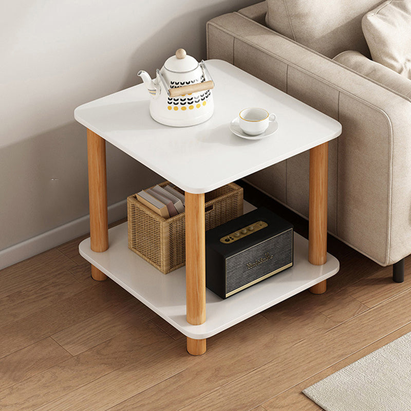 Traditional Chinese Medium Density Fiberboard Rounded Square Rectangle Coffee Table 2-Tier For Living Room