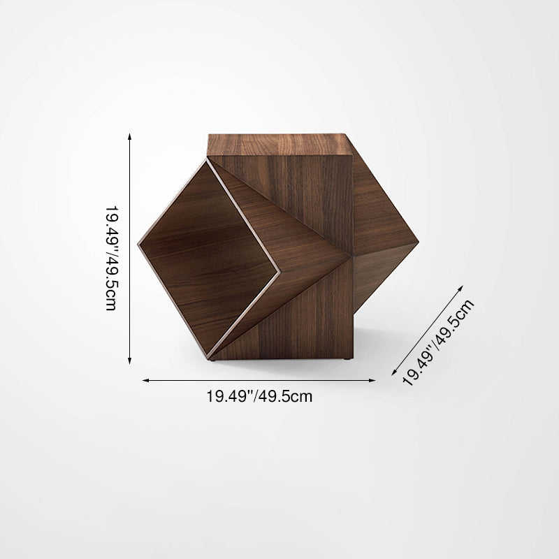 Traditional Chinese Walnut Wood Polyhedral Diamond Coffee Table 1-Tier For Living Room