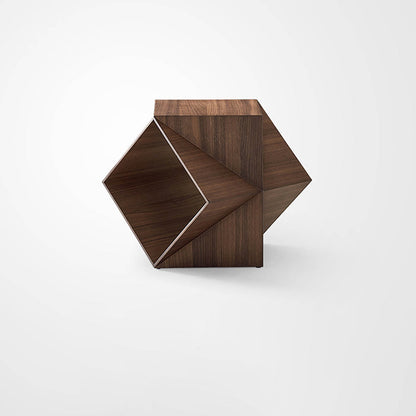 Traditional Chinese Walnut Wood Polyhedral Diamond Coffee Table 1-Tier For Living Room