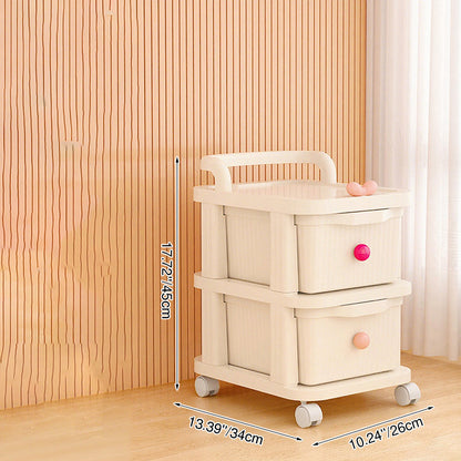 Modern Minimalist PP Textured Square Mobile Storage Cabinet 2/3/4 Storage For Living Room