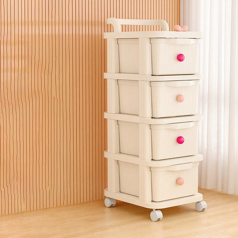Modern Minimalist PP Textured Square Mobile Storage Cabinet 2/3/4 Storage For Living Room
