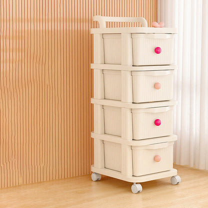 Modern Minimalist PP Textured Square Mobile Storage Cabinet 2/3/4 Storage For Living Room