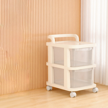 Modern Minimalist PP Textured Square Mobile Storage Cabinet 2/3/4 Storage For Living Room
