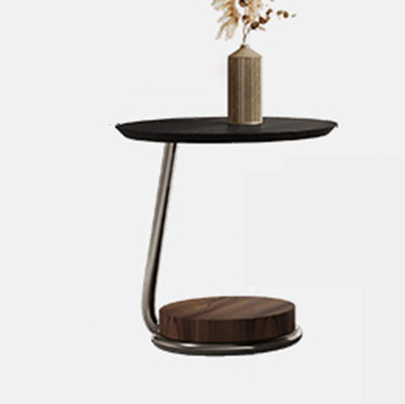 Traditional Chinese Pine Wood Carbon Steel Long Oval Round Coffee Table 1 Tier For Living Room