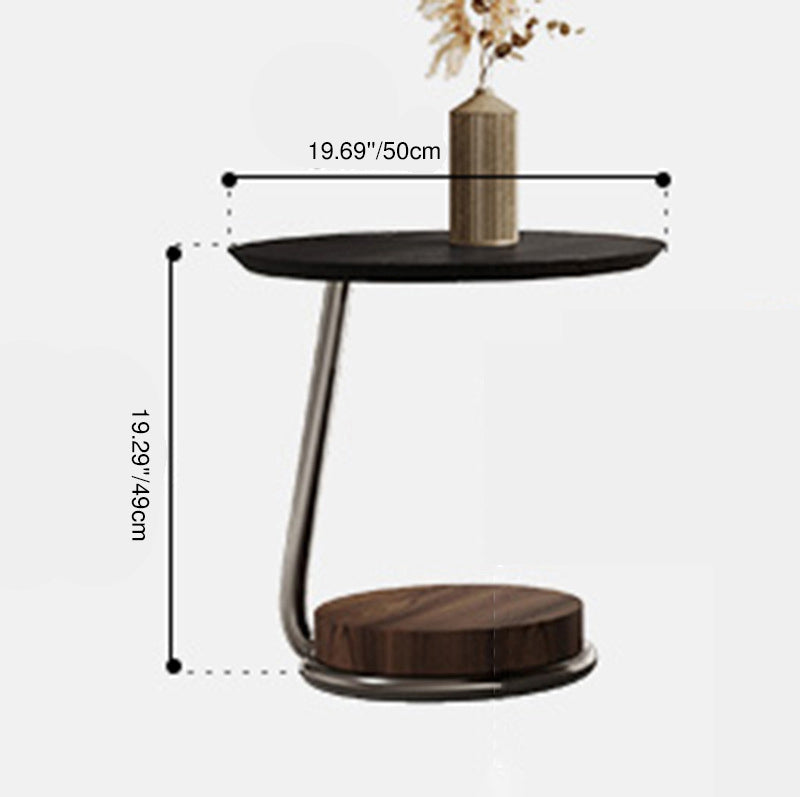 Traditional Chinese Pine Wood Carbon Steel Long Oval Round Coffee Table 1 Tier For Living Room