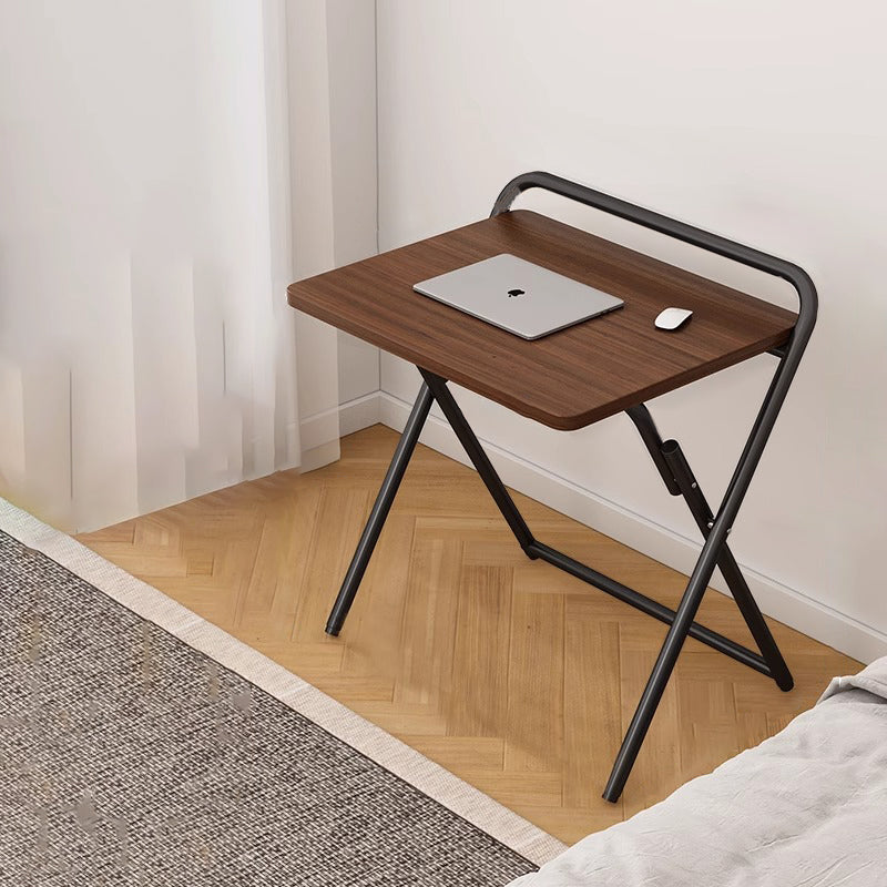 Modern Minimalist Steel Tube MDF Foldable Rounded Rectangular Office Desk 1/2 Tier For Bedroom