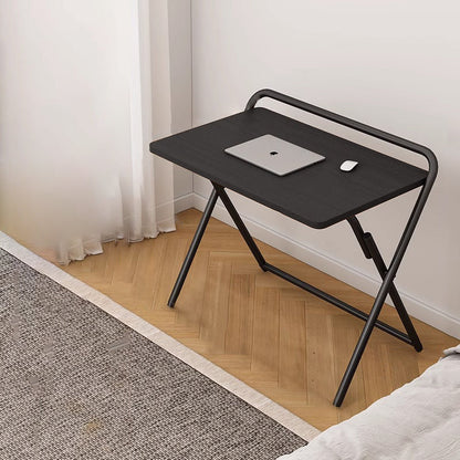 Modern Minimalist Steel Tube MDF Foldable Rounded Rectangular Office Desk 1/2 Tier For Bedroom