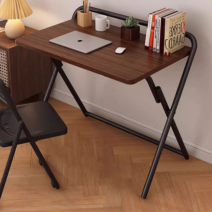 Modern Minimalist Steel Tube MDF Foldable Rounded Rectangular Office Desk 1/2 Tier For Bedroom